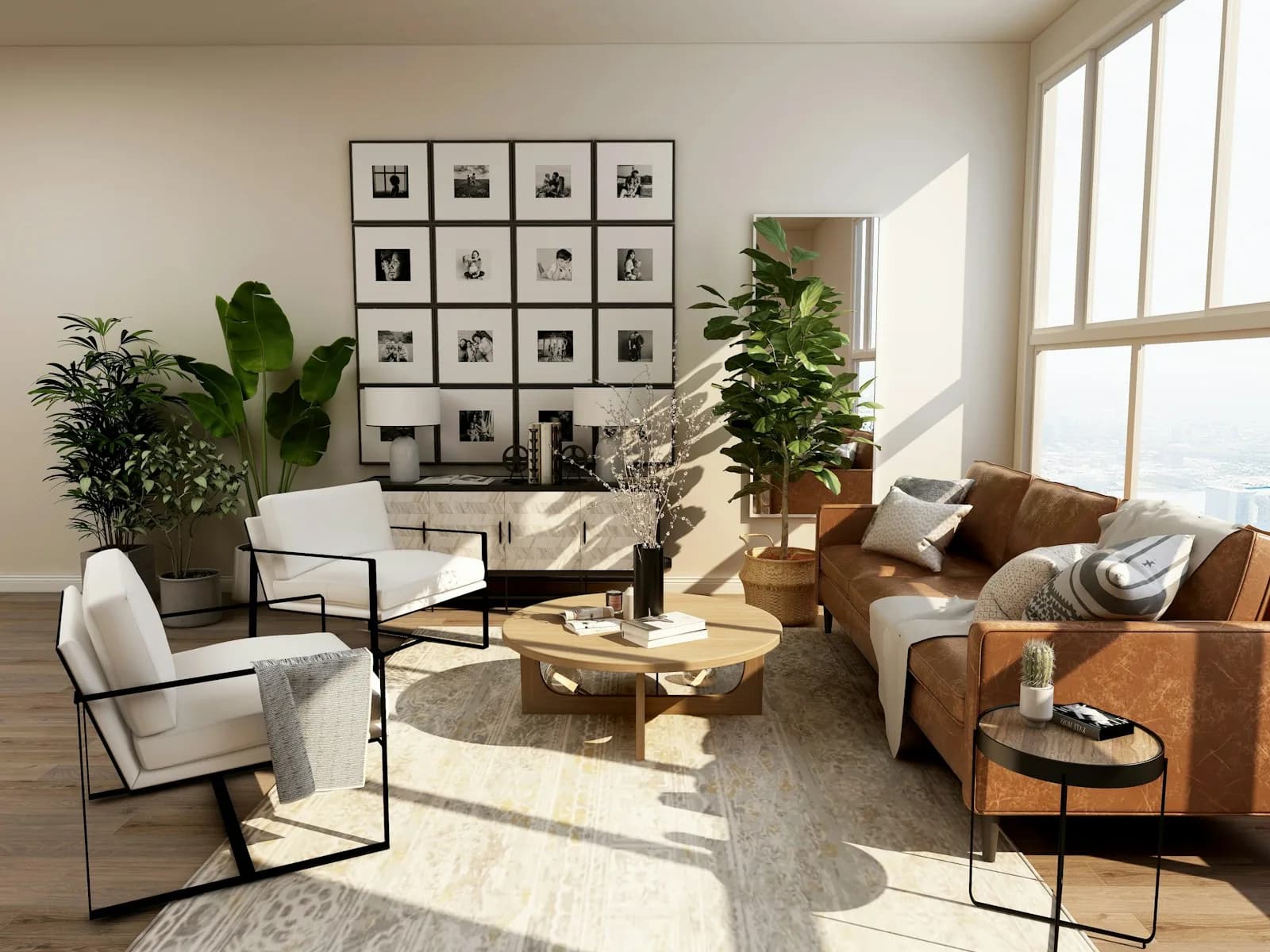 Warm neutral living room with sofa and layered lighting — 3 BHK interior in Forest County, Kharadi