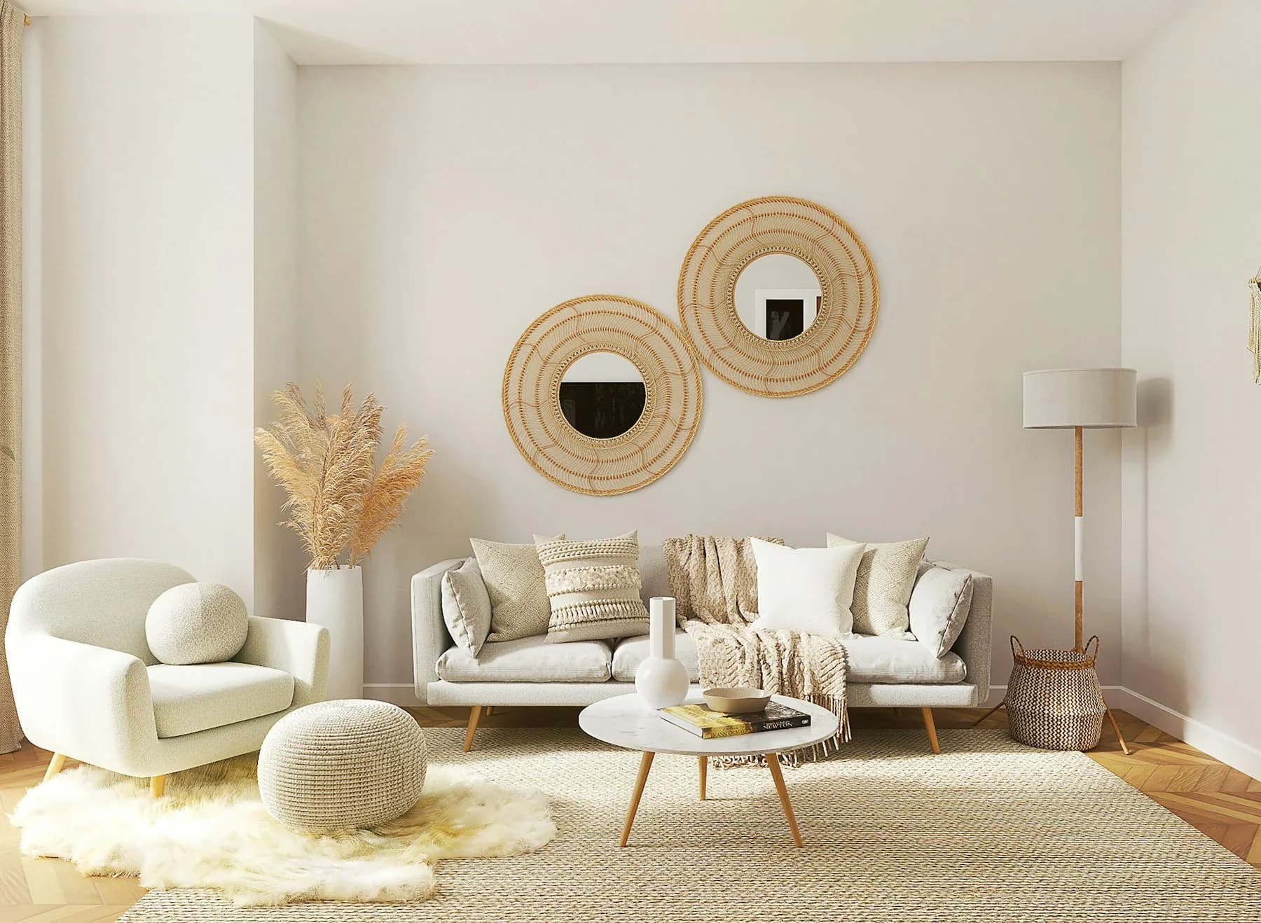 Contemporary living room with layered false ceiling and recessed lighting in Pune